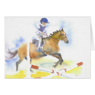 Cartão O menino que salta em seu pônei