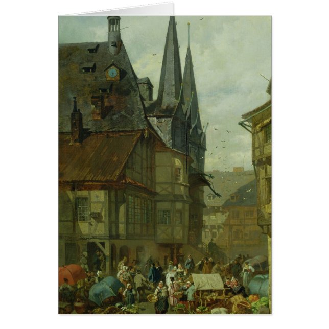 Cartão O mercado em Wernigerode, 1861 (Frente)