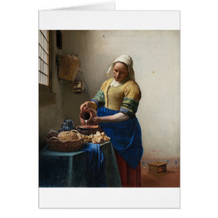 Cartão O Milkmaid por Johannes Vermeer