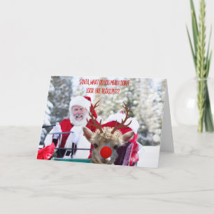 Cartão O Momento Hilariante de Rudolph com o Papai Noel -