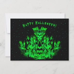 Cartão O Monstro da Chama Verde no Céu Estelar