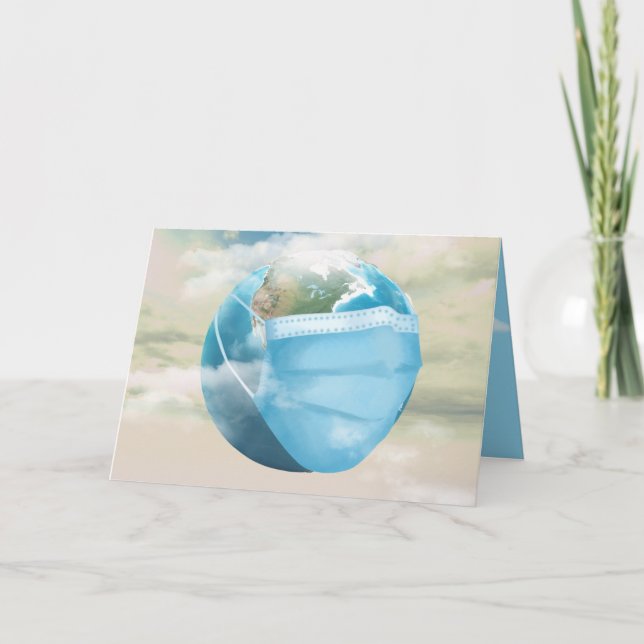 Cartão o mundo pandêmico a pensar em ti (Frente)
