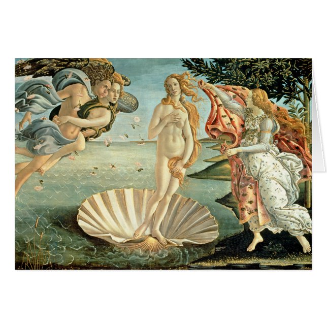Cartão O nascimento de Venus, c.1485 (tempera em canvas) (Frente Horizontal)