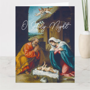Cartão O Nascimento do Menino Jesus Cumprimentos de Natal