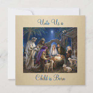 Cartão O Nascimento do Menino Jesus Felicitações de Natal