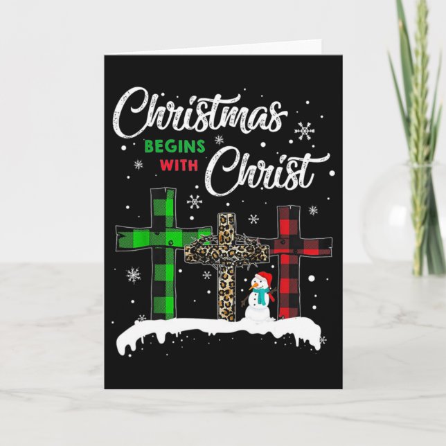 Cartão O Natal Começa Com Cristo Jesus Boneco de Neve Eng (Frente)