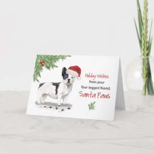 Cartão O Natal do Buldogue Francês do Cachorro em Papais