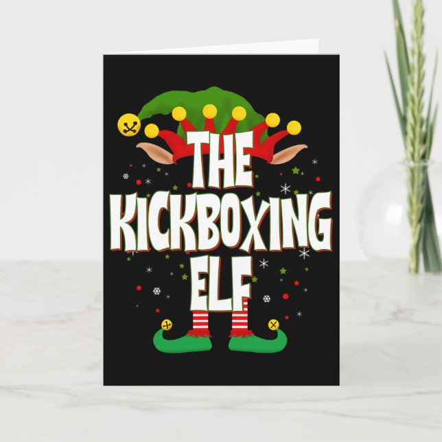 Cartão O Natal do Elfo de Kickboxing  (Frente)