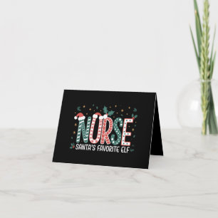 Cartão O Natal do Elfo Favorito da Enfermeira Santa Inspi