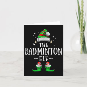 Cartão O Natal do Grupo Familiar Badminton Elf Matching