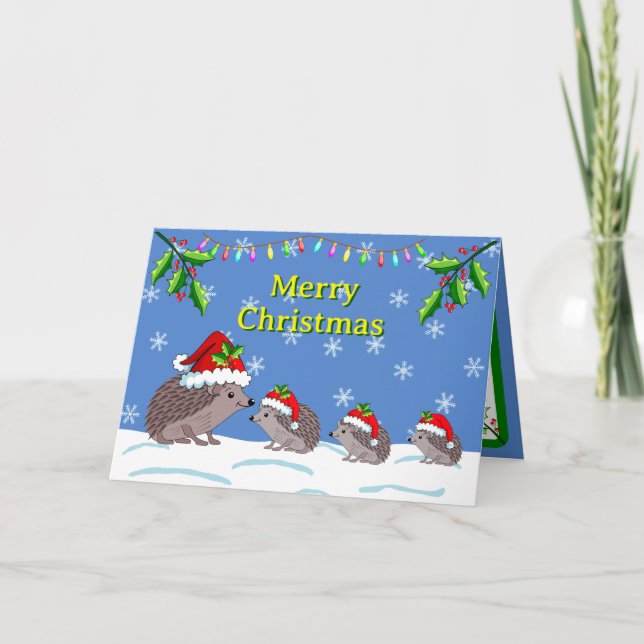 Cartão O Natal do ouriço e das crianças  (Frente)