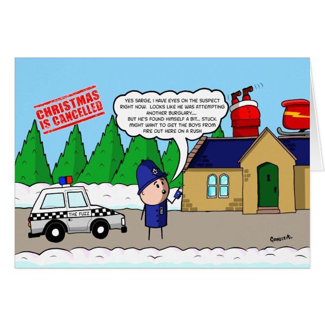 Cartão O Natal é Cancelado - Papais noeis ficam presos (Frente Horizontal)