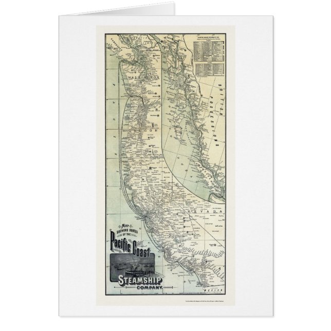 Cartão O navio a vapor distribui o mapa 1891 da (Frente)