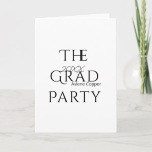Cartão O nome da festa de graduação 20XX letra negrito gr