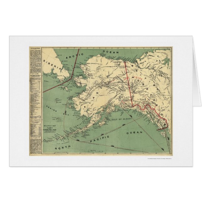 Cartão O ouro de Alaska coloca o mapa 1897 (Frente Horizontal)