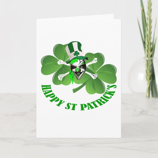 Cartão O palhaço assustador de St Patrick feliz (Frente)