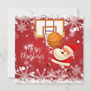 Cartão O Papai Noel de Basquete está jogando no Natal