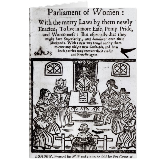 Cartão O parlamento das mulheres, 1656 (Frente)