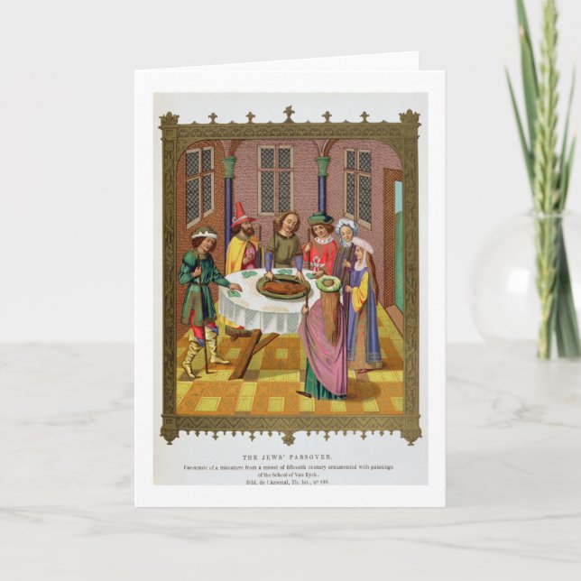 Cartão O Passover dos judeus, fac-símile de um século XV (Frente)