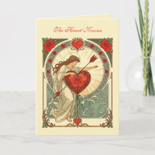 Cartão O Peso do Amor Arte Nova Romântica Vintage