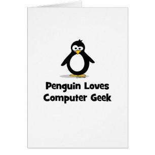 Cartão O pinguim ama o geek do computador