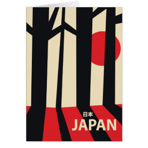 Cartão O poster de viagens da floresta antiga do Japão.