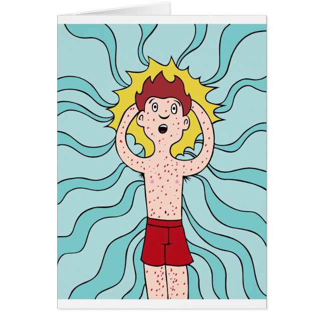 Cartão O Pox de galinha acumula o homem do personagem de (Frente)