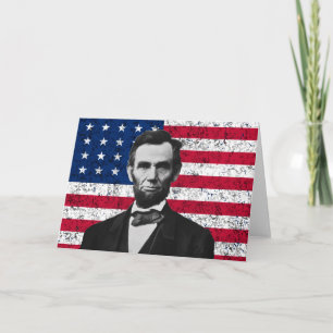 Cartão O Presidente Lincoln e a bandeira americana