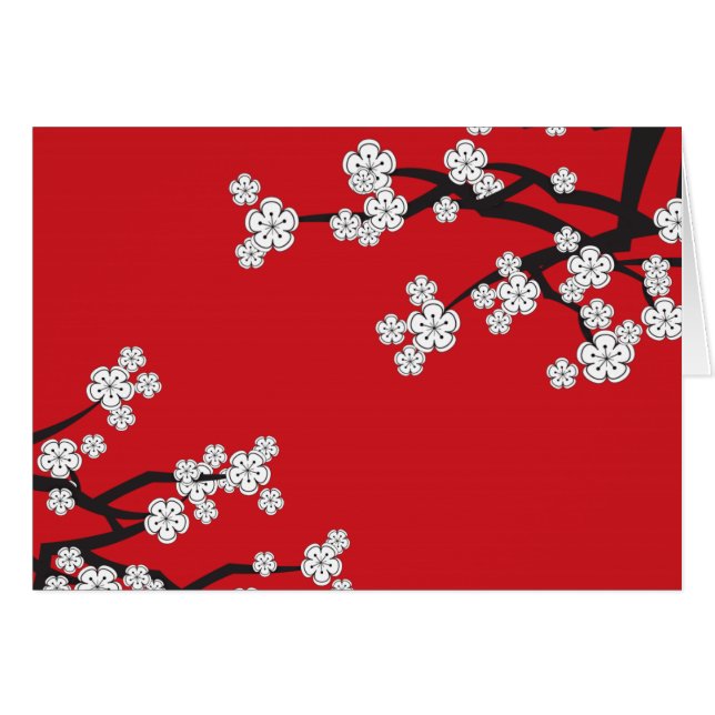 Cartão O primavera branco de Sakura das flores de (Frente horizontal)