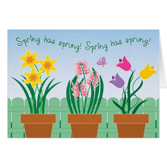 Cartão O primavera saltou! (Frente Horizontal)