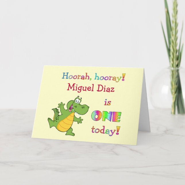 Cartão O primeiro aniversario personaliza para a menina (Frente)