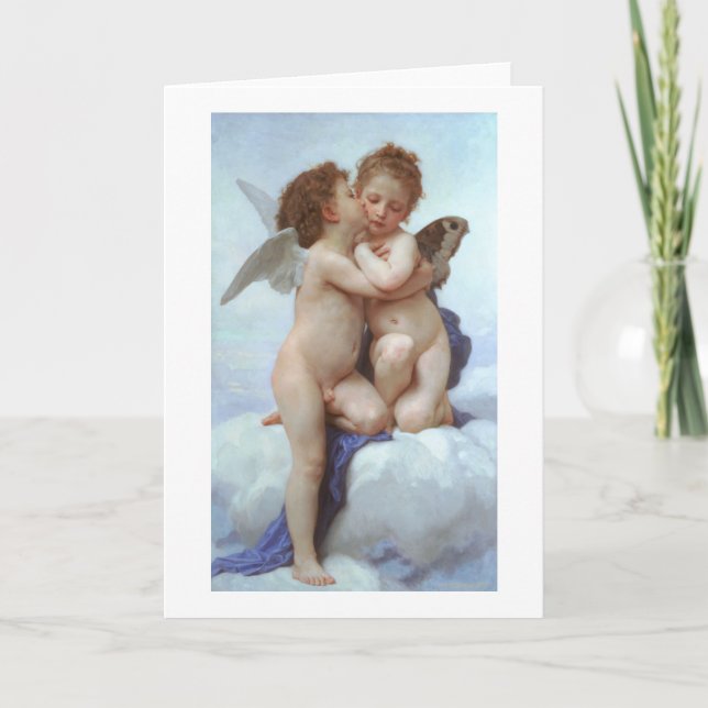Cartão O primeiro beijo, amor e psyche, Bouguereau (Frente)