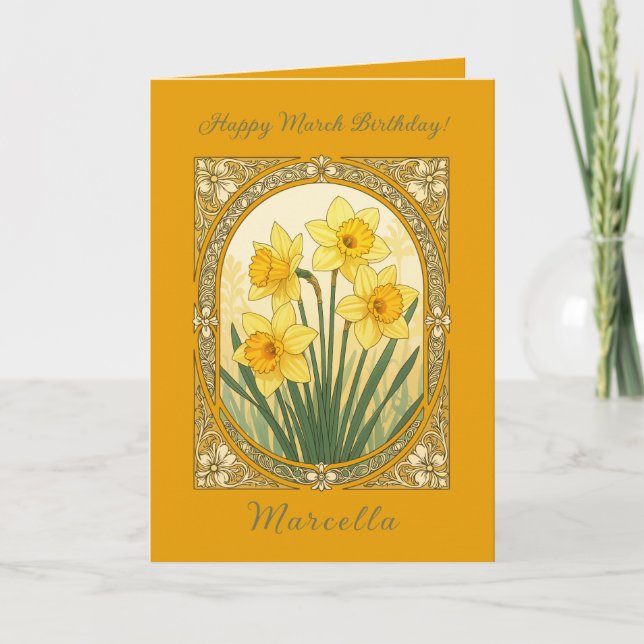 Cartão O Primeiro Sorriso da Primavera O Narciso de Março (Frente)