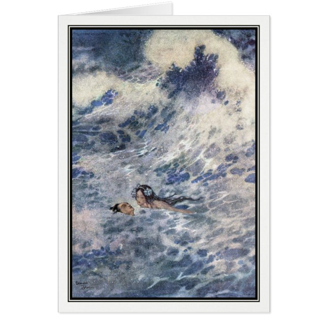 Cartão O príncipe e a sereia por Edmund Dulac (Frente)