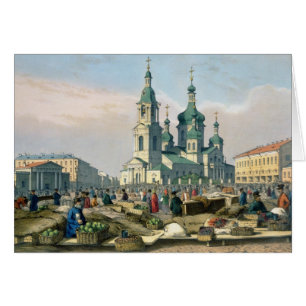 Cartão O quadrado do feno em St Petersburg, c.1840