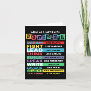 Cartão O que aprendemos com a história negra afro-america