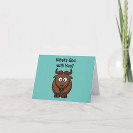Cartão O que é Gnu, Engraçado Cartoon Buffalo Animal Pun