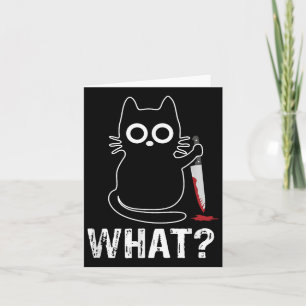 Cartão O que_ - Gato Engraçado Com Faca Design Gráfico 