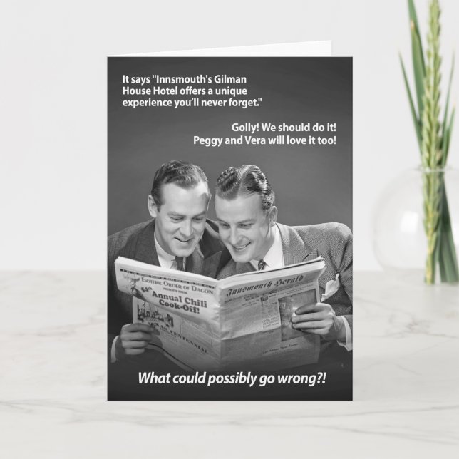 Cartão O que poderia dar errado na placa Innsmouth (Frente)