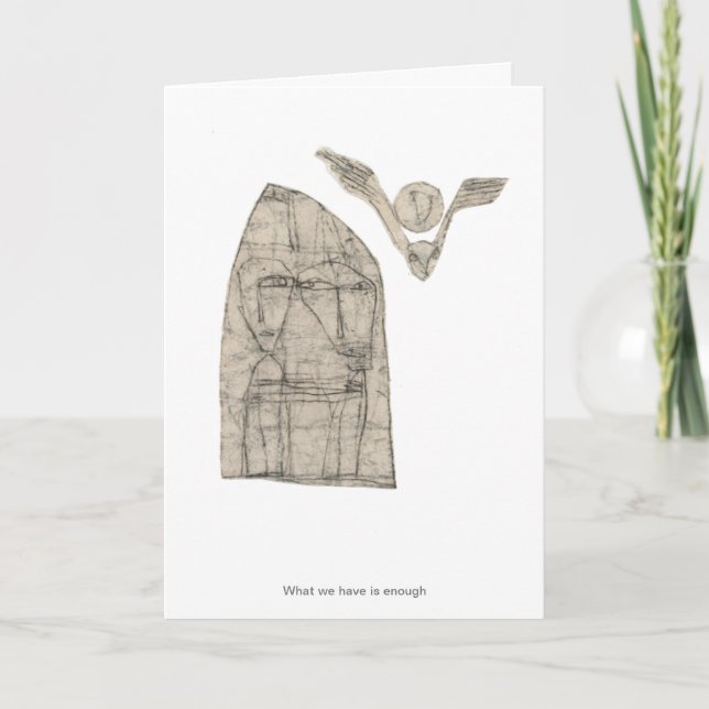 Cartão O que temos é suficiente. (Frente)