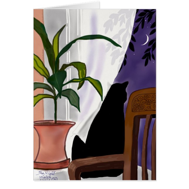 Cartão O relógio de noite: Estilo felino (Frente)