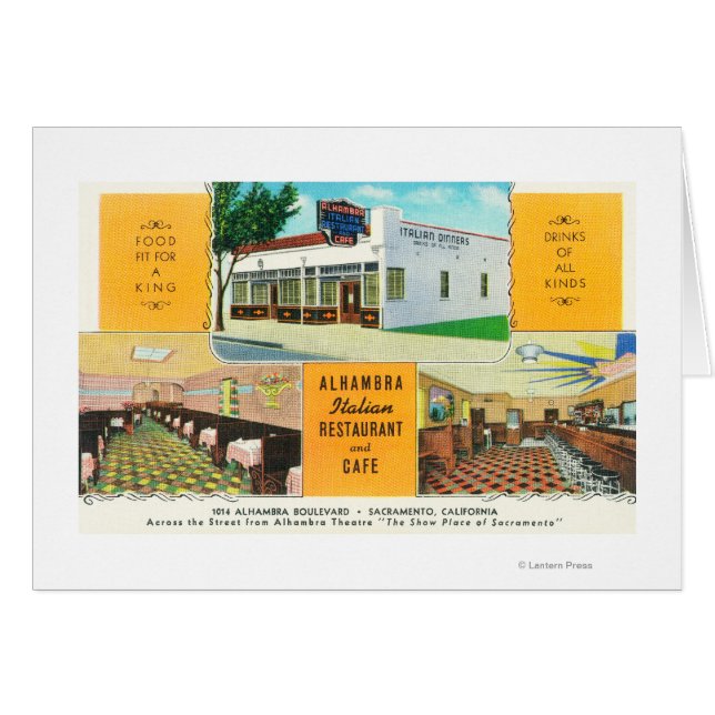 Cartão O Restaurante Italiano Alhambra e o � Caf (Frente Horizontal)