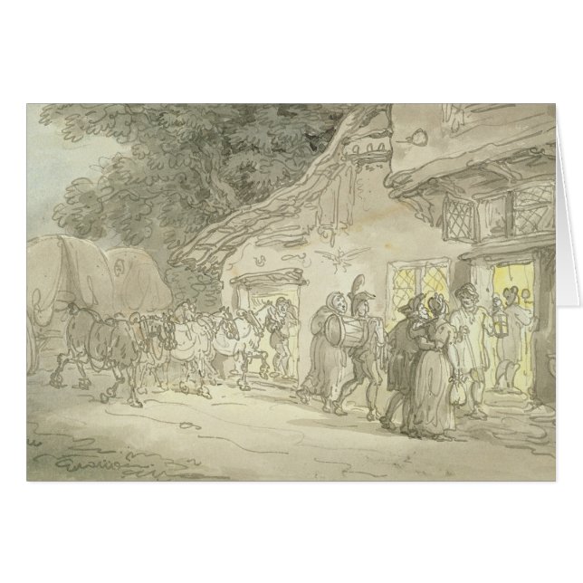 Cartão O resto do Waggoner, c.1800-05 (caneta & tinta e (Frente Horizontal)
