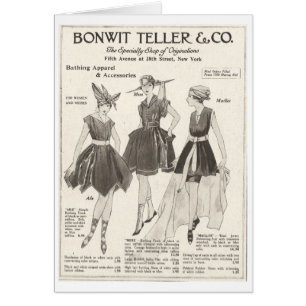 Cartão O roupa de banho das mulheres do vintage 1916,