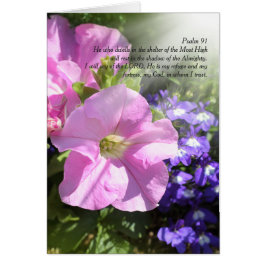 Cartão O salmo 91, feixes de luz e flores, dobrou o