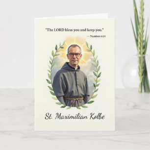 Cartão O santo Maximilian Kolbe, a paz e as bençãos de De