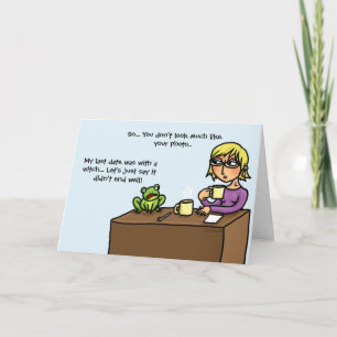 Cartão O sapo aparece na primeira data em que o namorando