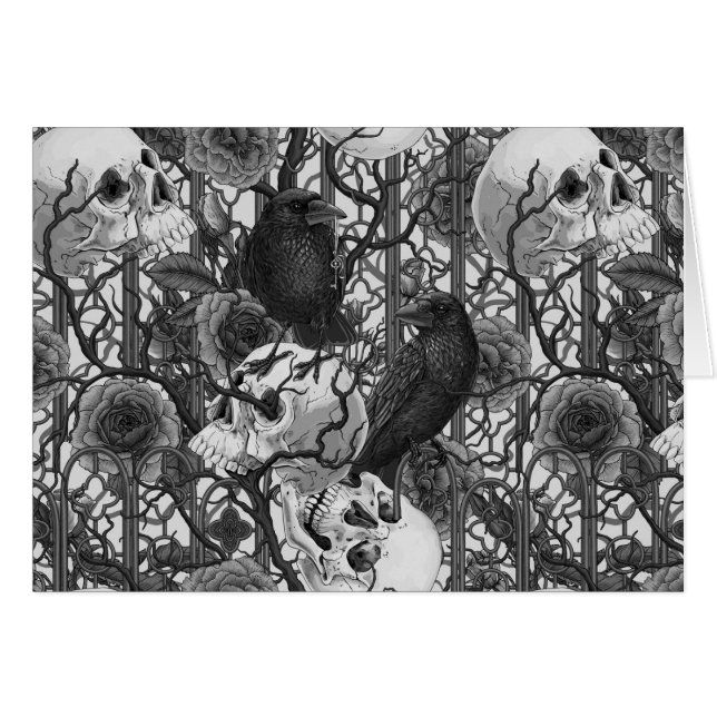 Cartão O segredo do Raven. Ilustração gótica escura e san (Frente Horizontal)