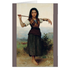 Cartão O Shepherdess pequeno por Bouguereau