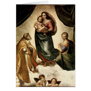 Cartão O "Sistine clássico Madonna" de Raphael (cerca de
